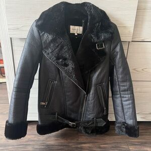 BCBGeneration Fur Lined Soft Leather Jacket